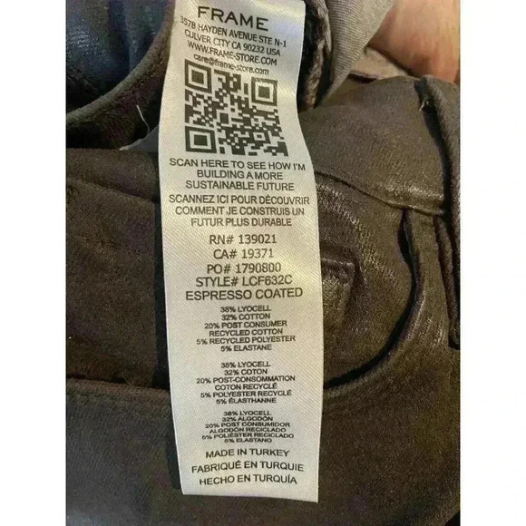 New FRAME Le Crop Flare Brown Espresso Coated Jeans Size 30 - Picture 9 of 11